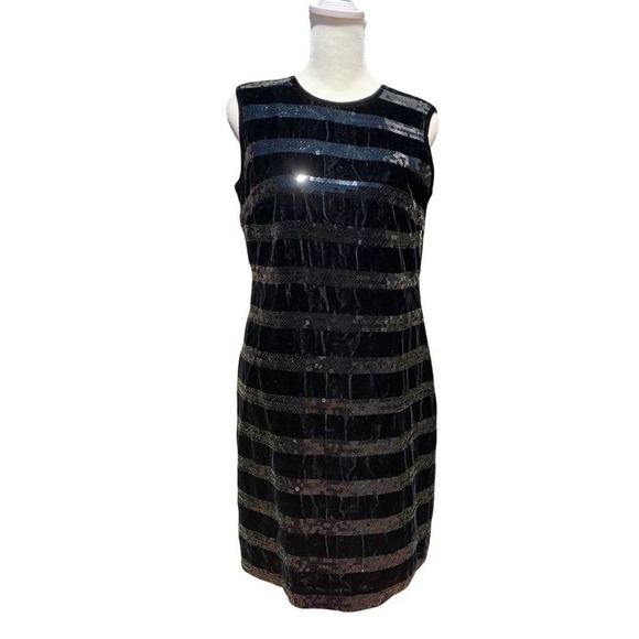 Laundry By Shelli Segal Dresses & Skirts - Laundry by Shelli Segal Black Sequin Striped Dress